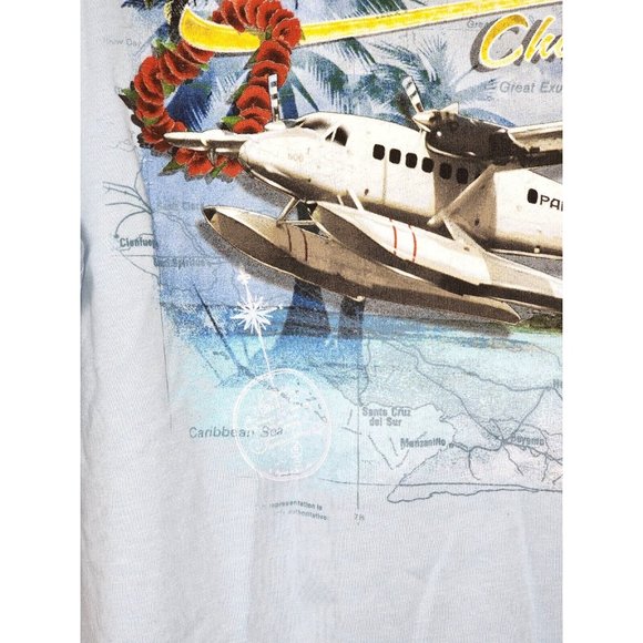 Paradise Shores Cotton XL 5011 Geyser Lei Over Charters Teal Blue T Shirt - Picture 14 of 16